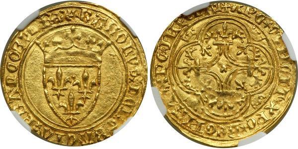 1 Ecu Francia medioevale (843-1791) Oro Carlo VI di Francia (1368-1422)