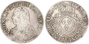 1 Ecu Reino de Francia (843-1791) Plata Luis XV de Francia (1710-1774)