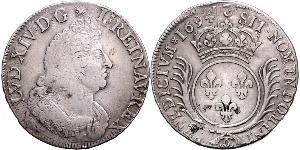 1 Ecu Reino de Francia (843-1791) Plata Luis XIV de Francia (1638-1715)