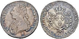 1 Ecu Reino de Francia (843-1791) Plata Luis XVI de Francia (1754 - 1793)