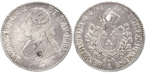 1 Ecu Reino de Francia (843-1791) Plata Luis XVI de Francia (1754 - 1793)