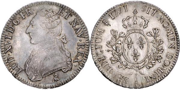 1 Ecu Reino de Francia (843-1791) Plata Luis XVI de Francia (1754 - 1793)