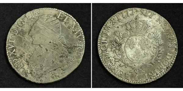 1 Ecu Reino de Francia (843-1791) Plata Luis XVI de Francia (1754 - 1793)