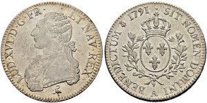 1 Ecu Kingdom of France (843-1791) Silver Louis XVI of France (1754 - 1793)