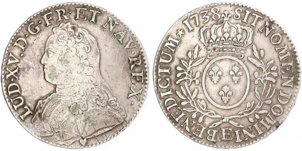 1 Ecu Kingdom of France (843-1791) Silver Louis XV of France(1710-1774)