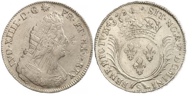 1 Ecu Kingdom of France (843-1791) Silver Louis XIV (1638-1715)
