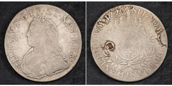 1 Ecu Kingdom of France (843-1791) Silver Louis XV of France(1710-1774)