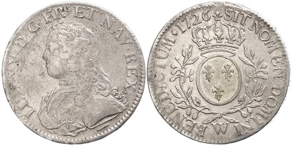 1 Ecu Kingdom of France (843-1791) Silver Louis XV of France(1710-1774)