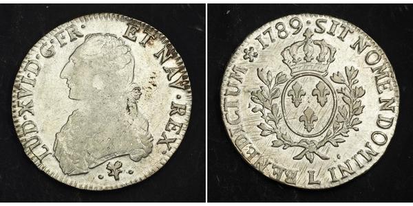 1 Ecu Kingdom of France (843-1791) Silver Louis XVI of France (1754 - 1793)