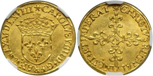 1 Ecu 中世纪的法国 金 查理九世 (法兰西)(1550 -1574)