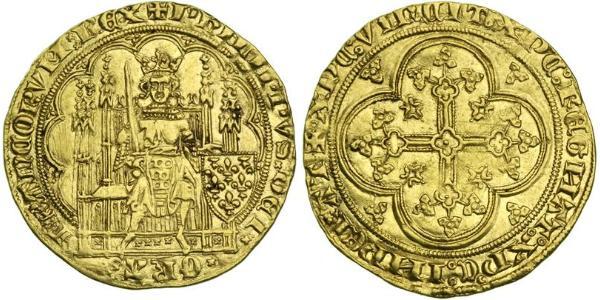 1 Ecu 中世纪的法国 金 腓力六世 (法兰西) (1293 - 1350)