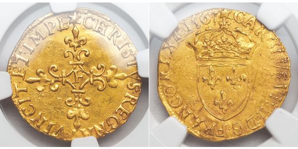 1 Ecu 中世纪的法国 金 查理九世 (法兰西)(1550 -1574)