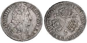 1 Ecu 中世纪的法国 銀 路易十四 (1638-1715)