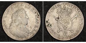 1 Ecu 中世纪的法国 銀 路易十四 (1638-1715)