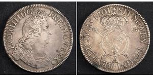 1 Ecu 中世纪的法国 銀 路易十四 (1638-1715)