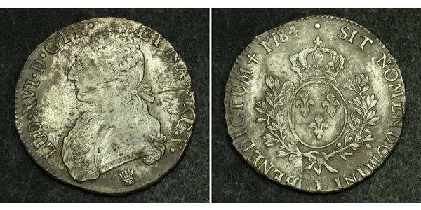 1 Ecu 中世纪的法国 銀 路易十六 (1754 - 1793)