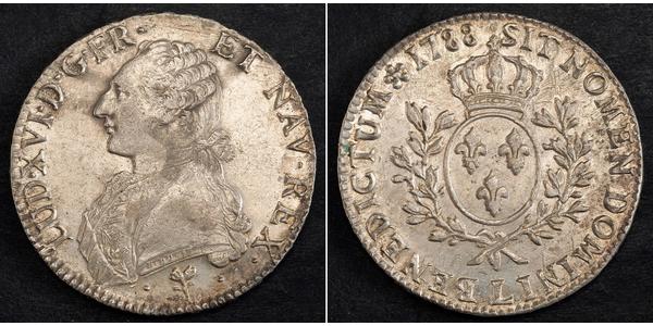 1 Ecu 中世纪的法国 銀 路易十六 (1754 - 1793)