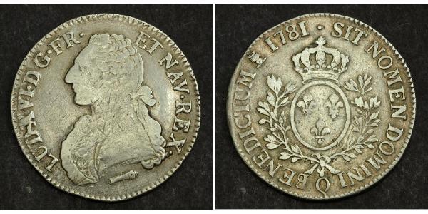 1 Ecu 中世纪的法国 銀 路易十六 (1754 - 1793)