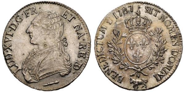 1 Ecu 中世纪的法国 銀 路易十六 (1754 - 1793)