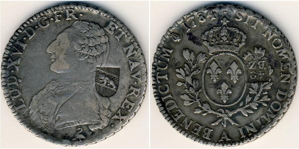 1 Ecu 中世纪的法国 銀 路易十六 (1754 - 1793)