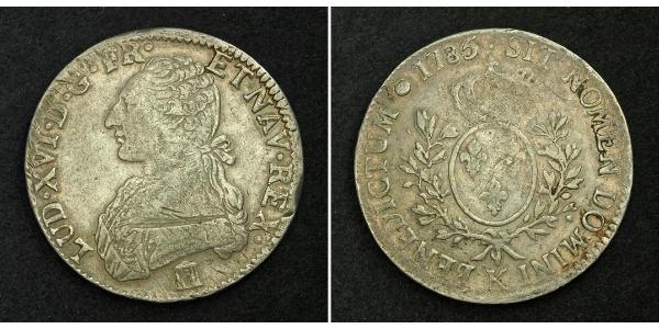 1 Ecu 中世纪的法国 銀 路易十六 (1754 - 1793)