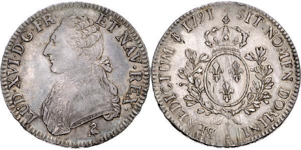 1 Ecu 中世纪的法国 銀 路易十六 (1754 - 1793)
