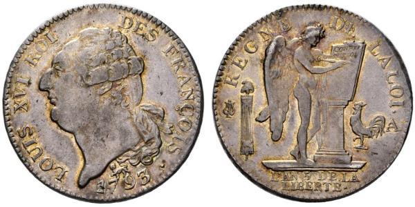 1 Ecu 中世纪的法国 銀 路易十六 (1754 - 1793)