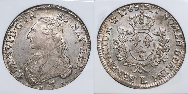 1 Ecu 中世纪的法国 銀 路易十六 (1754 - 1793)