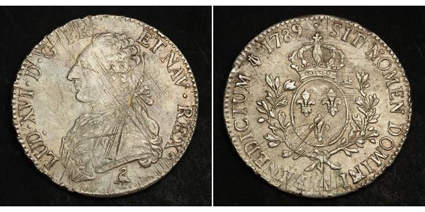 1 Ecu 中世纪的法国 銀 路易十六 (1754 - 1793)