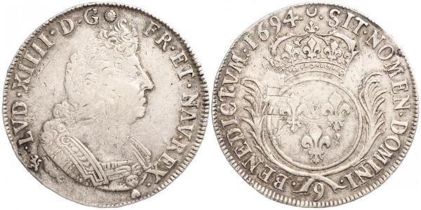 1 Ecu 中世纪的法国 銀 路易十四 (1638-1715)