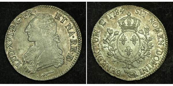 1 Ecu 中世纪的法国 銀 路易十六 (1754 - 1793)