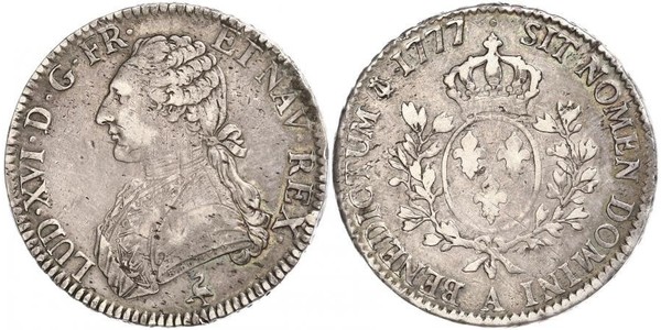 1 Ecu 中世纪的法国 銀 路易十六 (1754 - 1793)