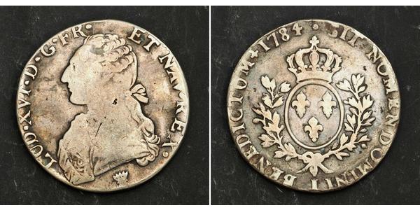1 Ecu 中世纪的法国 銀 路易十六 (1754 - 1793)