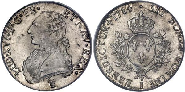 1 Ecu 中世纪的法国 銀 路易十六 (1754 - 1793)