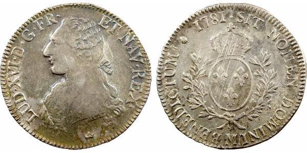1 Ecu 中世纪的法国 銀 路易十六 (1754 - 1793)