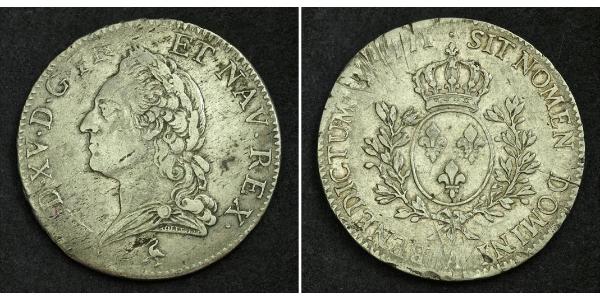 1 Ecu 中世纪的法国 銀 路易十五 (1710 - 1774)