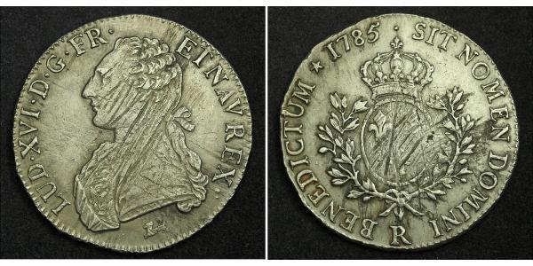1 Ecu 中世纪的法国 銀 路易十六 (1754 - 1793)