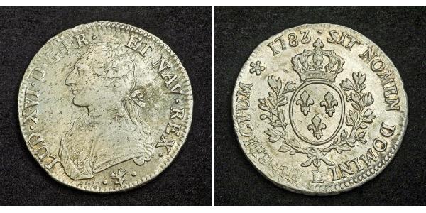1 Ecu 中世纪的法国 銀 路易十六 (1754 - 1793)