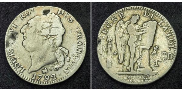 1 Ecu 中世纪的法国 銀 路易十六 (1754 - 1793)
