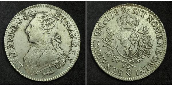 1 Ecu 中世纪的法国 銀 路易十六 (1754 - 1793)