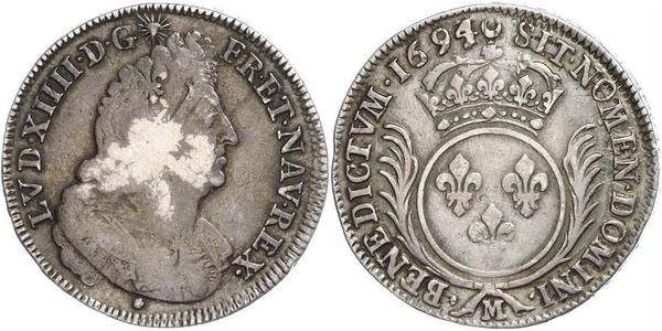 1 Ecu 中世纪的法国 銀 路易十四 (1638-1715)