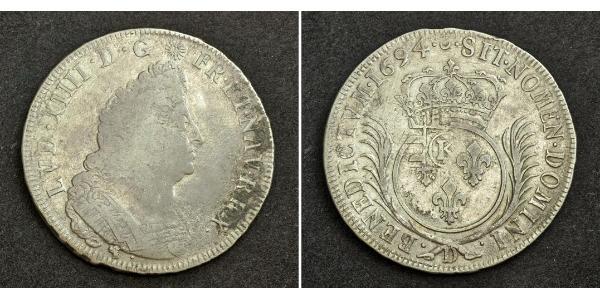 1 Ecu 中世纪的法国 銀 路易十四 (1638-1715)