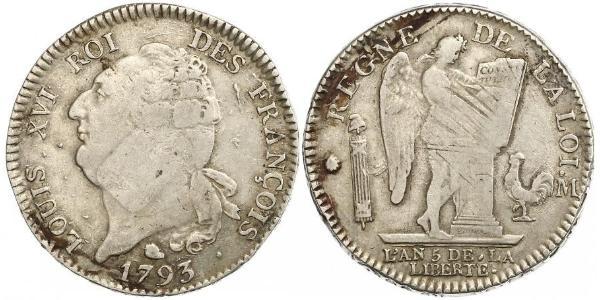 1 Ecu 中世纪的法国 銀 路易十六 (1754 - 1793)