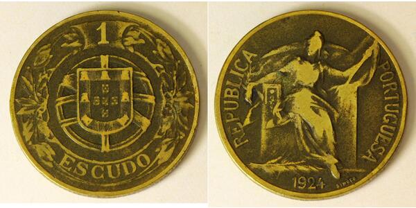 1 Escudo Primera República Portuguesa (1910 - 1926) Aluminio/Bronce 