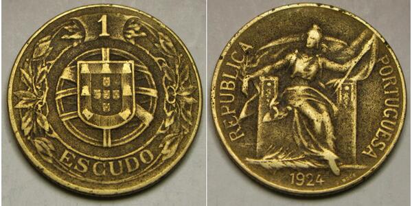 1 Escudo Primera República Portuguesa (1910 - 1926) Aluminio/Bronce 