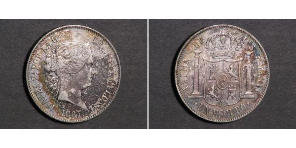 1 Escudo Spanien Argent Isabella II of Spain (1830- 1904)