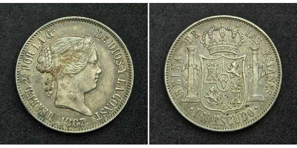 1 Escudo Spanien Argent Isabella II of Spain (1830- 1904)