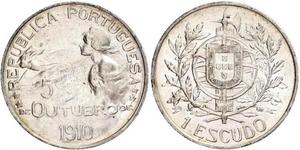 1 Escudo Prima repubblica portoghese (1910 - 1926) Argento 