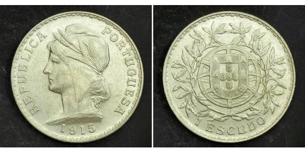 1 Escudo Prima repubblica portoghese (1910 - 1926) Argento 