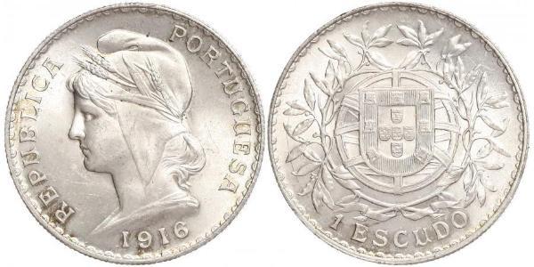 1 Escudo Prima repubblica portoghese (1910 - 1926) Argento 